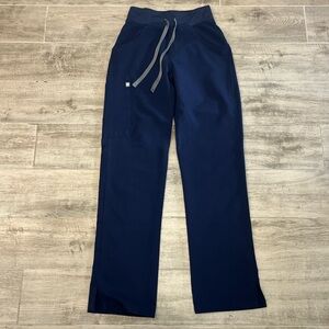 FIGS HW Kade Cargo Scrub Pants Women's XXS Navy Blue Drawstring Medical Vet